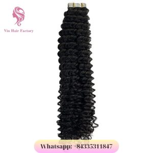 High-End Quality Curly Tape In Human Hair Extensions1