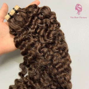 High-End Quality Curly Tape In Human Hair Extensionscover
