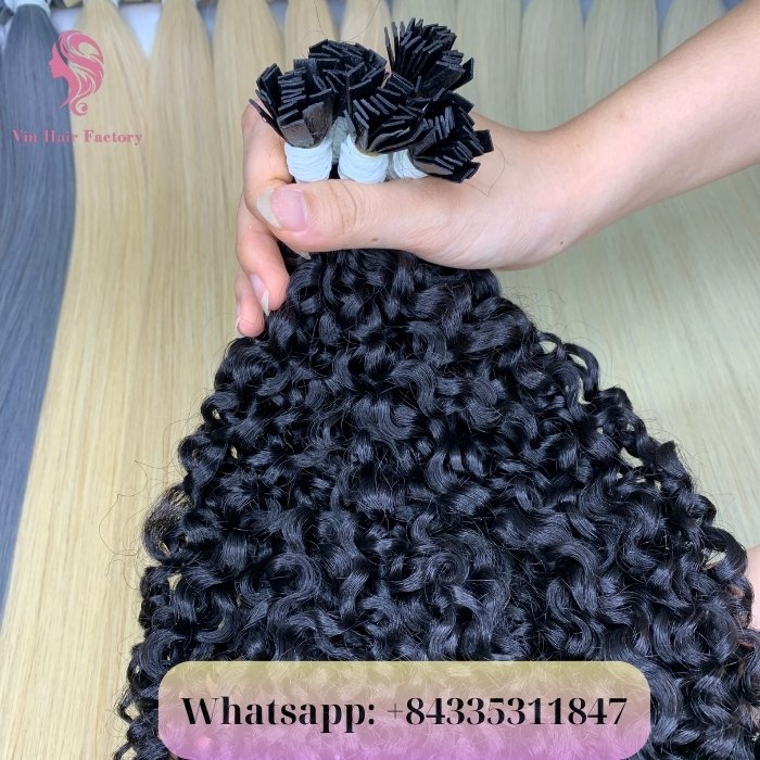 High Quality Curly Flat Tip Human Hair Extensions (3)