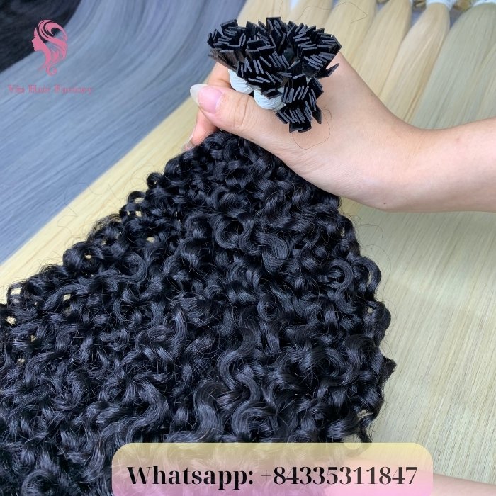 High Quality Curly Flat Tip Human Hair Extensions1
